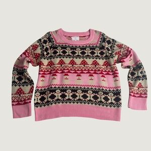 Christmas Worldwide Festive Pink NEW Fair Isle Snowman Gingerbread Sweater XL